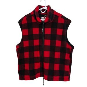 Woolrich‎ Mens Red Black Buffalo Plaid Fleece Sherpa Vest Size L NWT